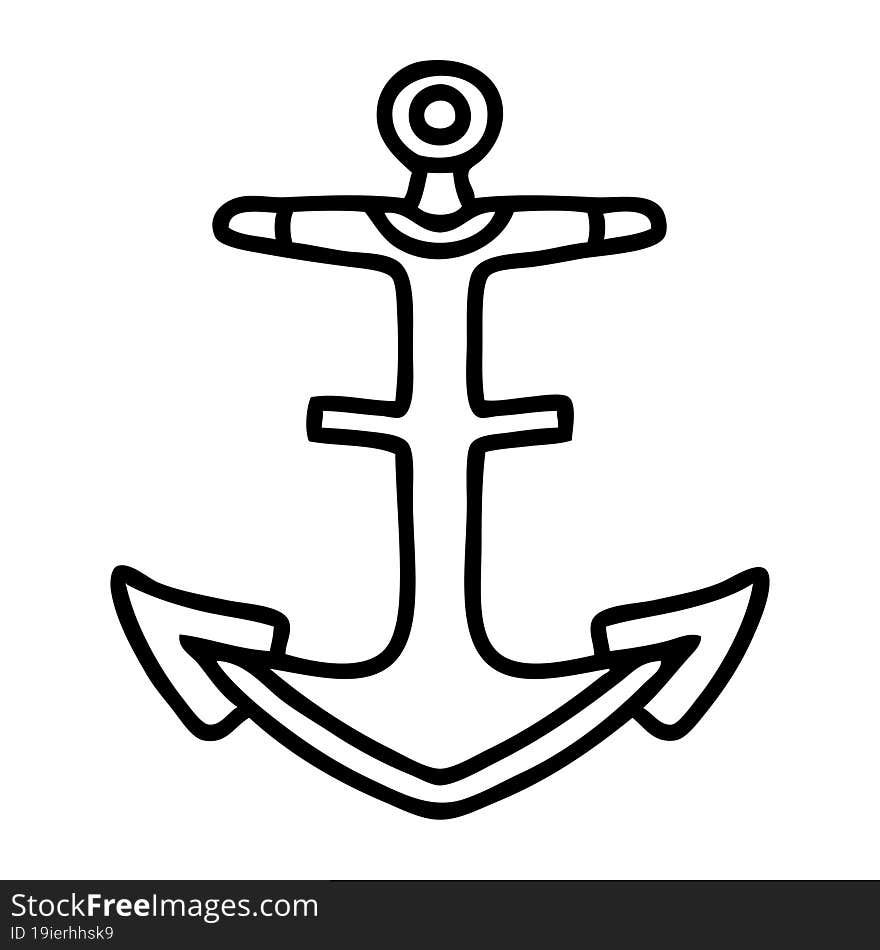 tattoo in black line style of an anchor. tattoo in black line style of an anchor