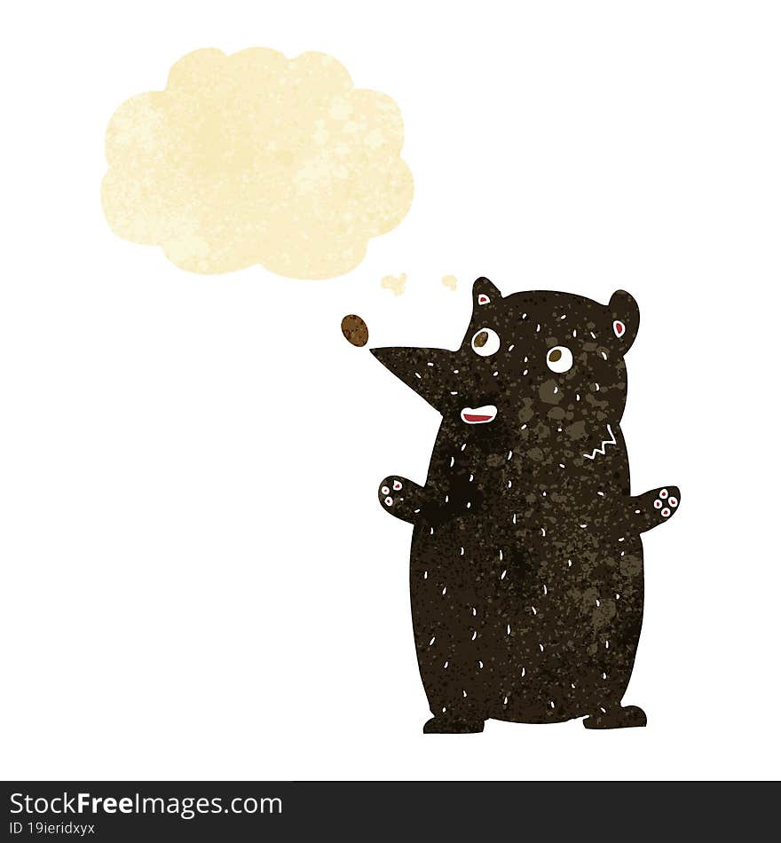 Funny Cartoon Black Bear With Thought Bubble