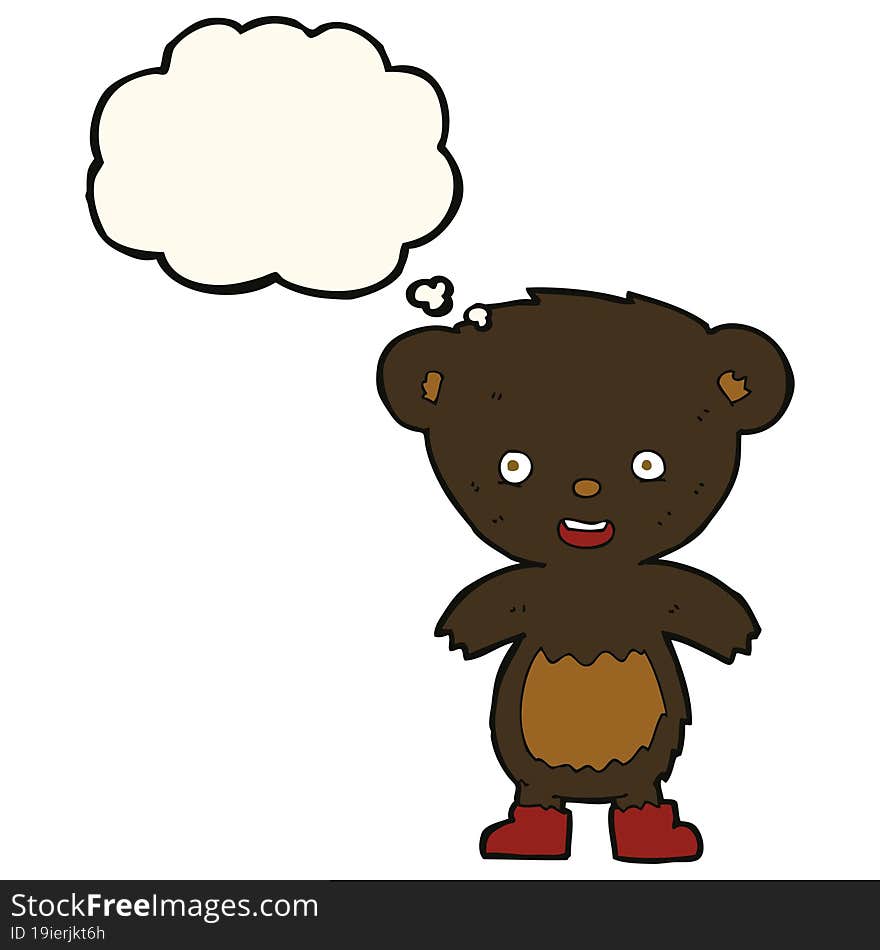 Cartoon Black Bear Cub With Thought Bubble