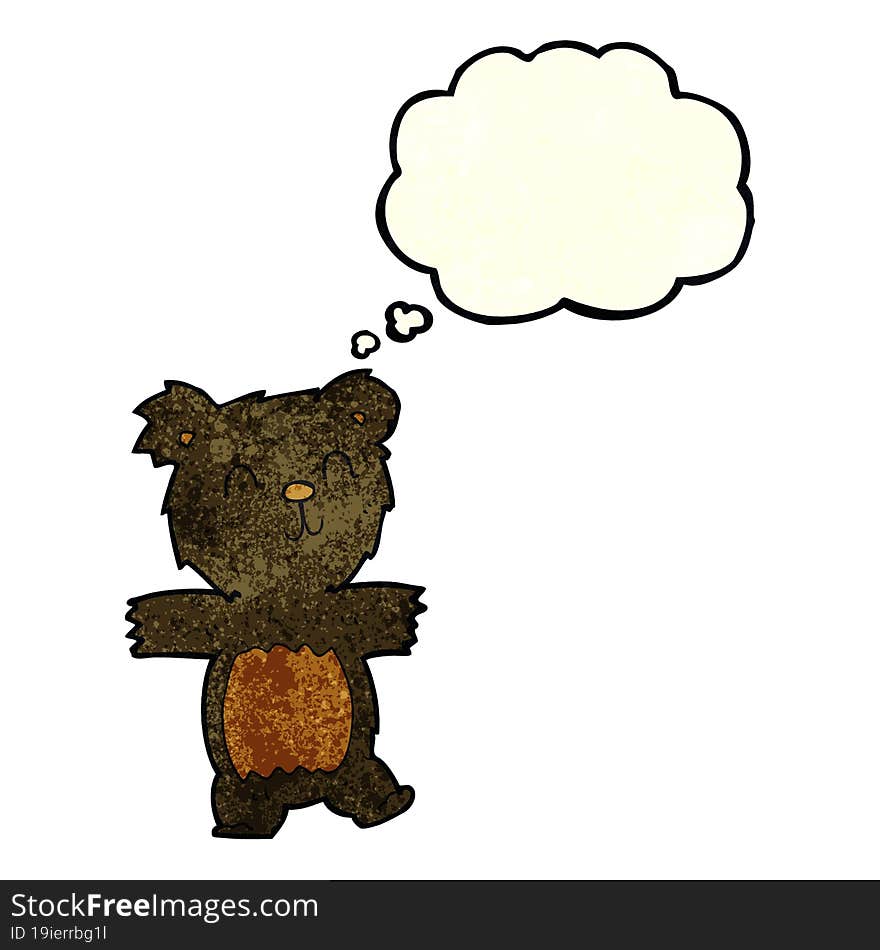 Cartoon Cute Black Bear Cub With Thought Bubble