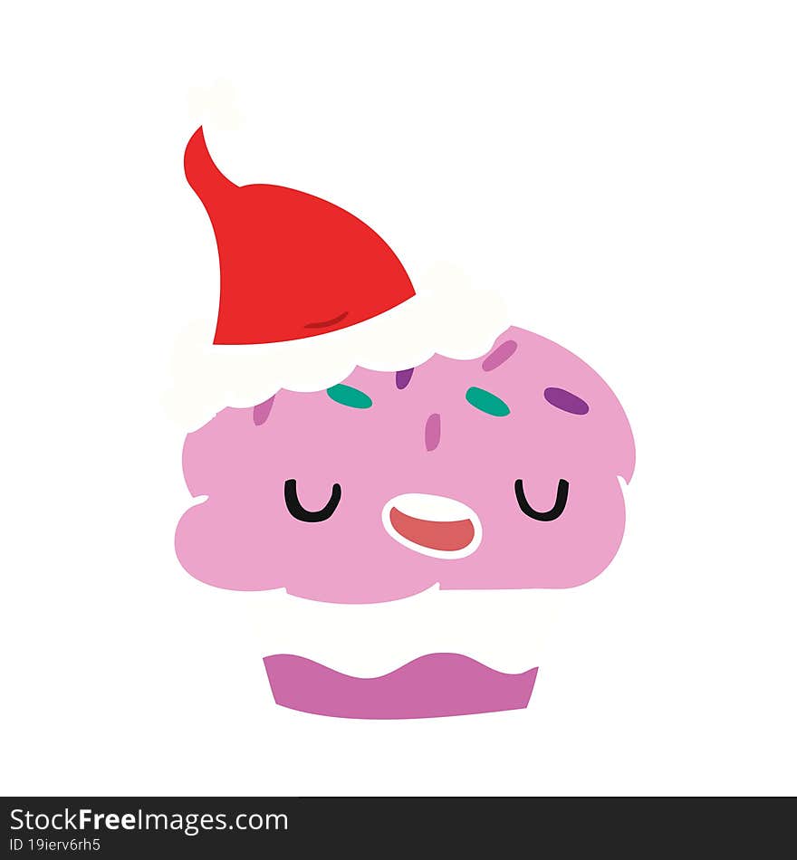 christmas cartoon of kawaii cupcake