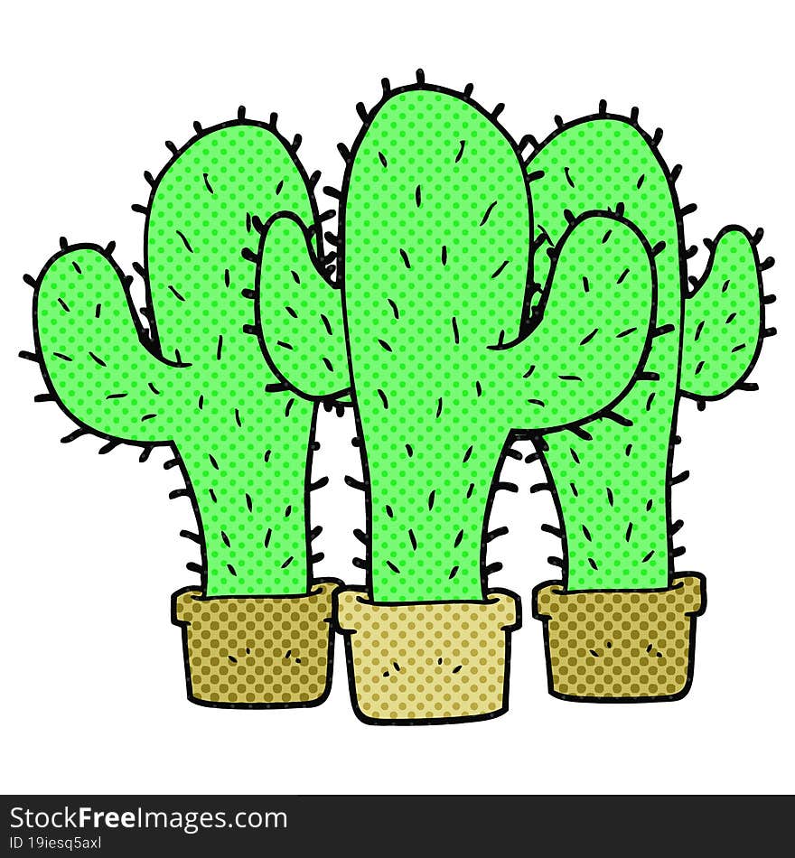 comic book style cartoon cactus