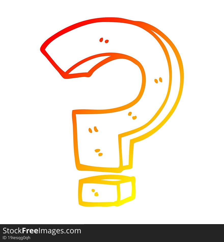 warm gradient line drawing cartoon question mark