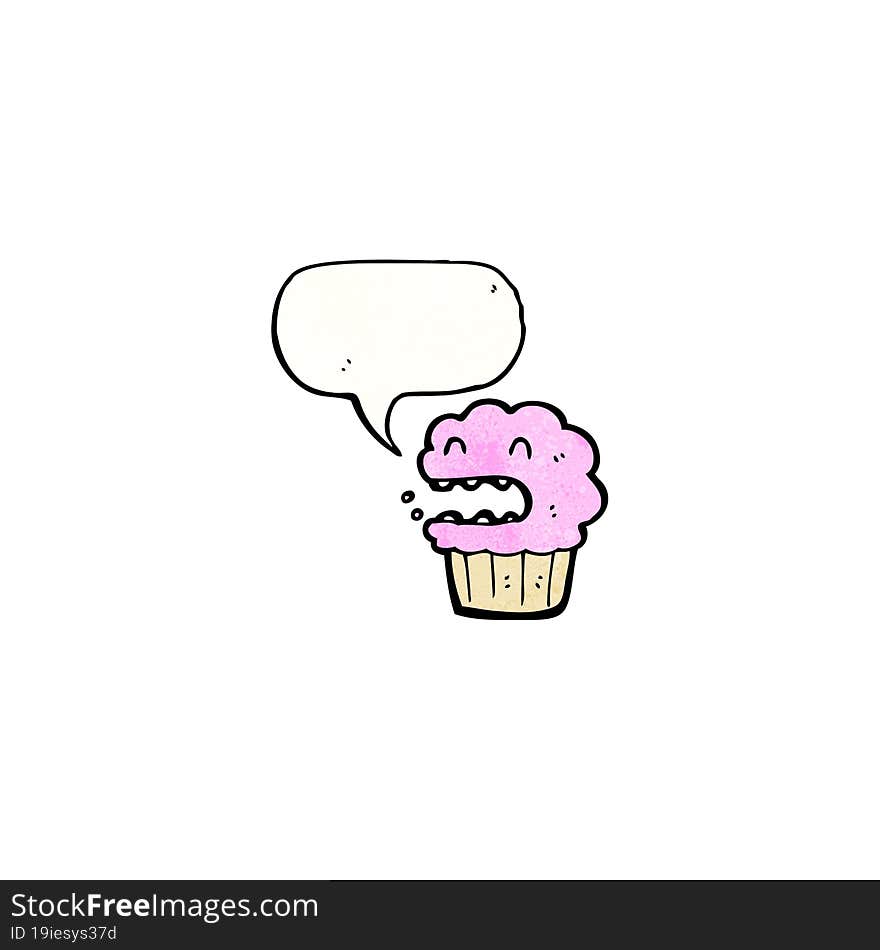 Cartoon Cupcake With Speech Bubble