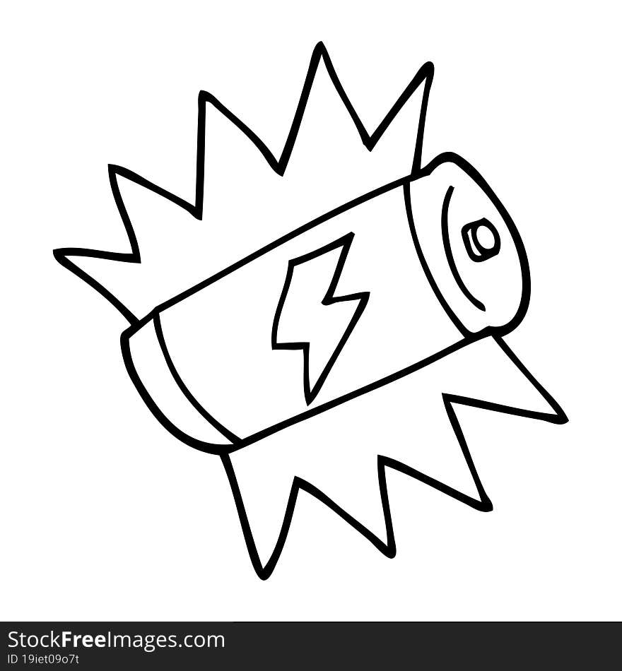 line drawing cartoon fully charged battery