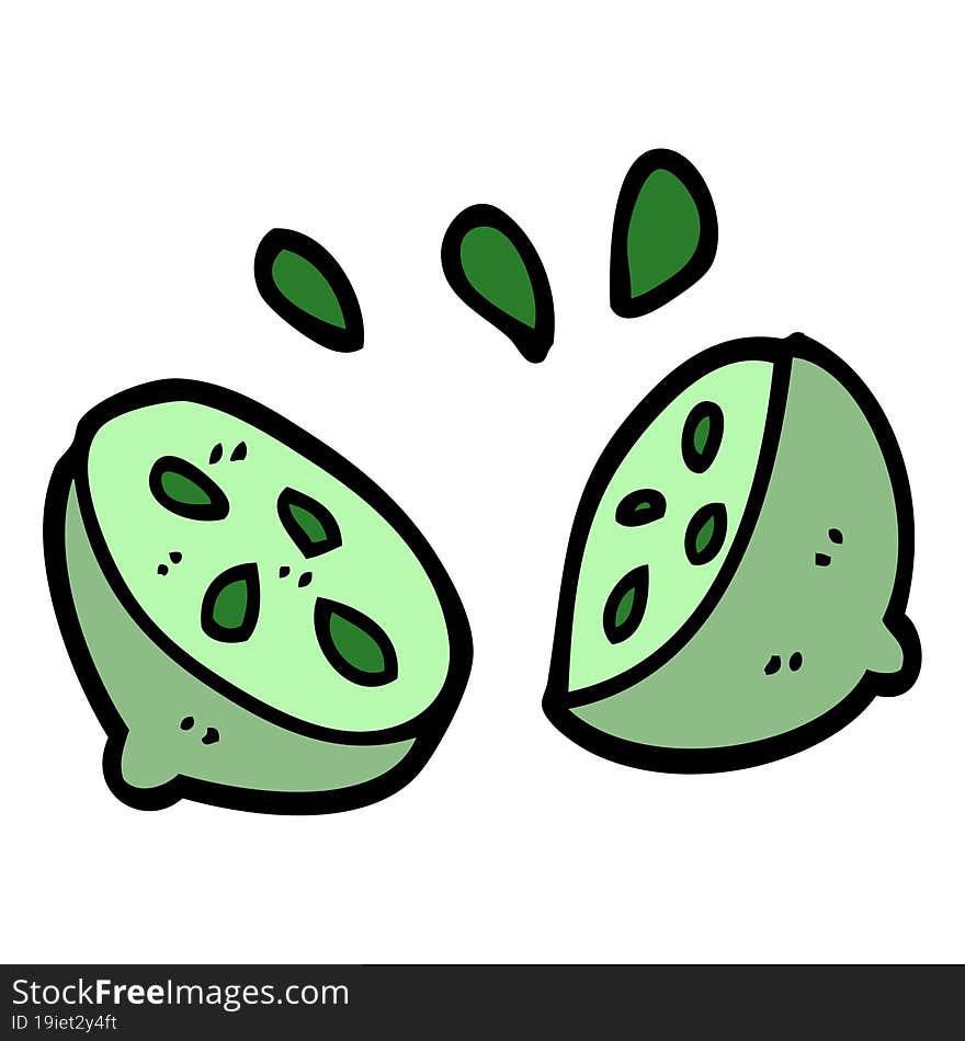 cartoon doodle of a halved lime