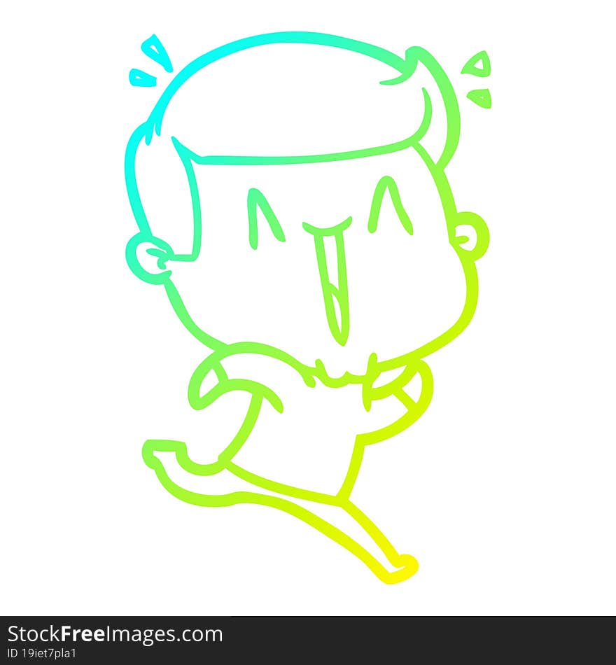 cold gradient line drawing cartoon excited man