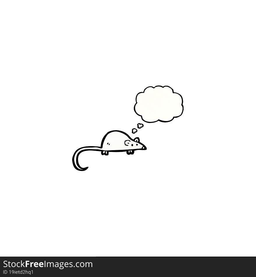 cartoon white mouse with thought bubble