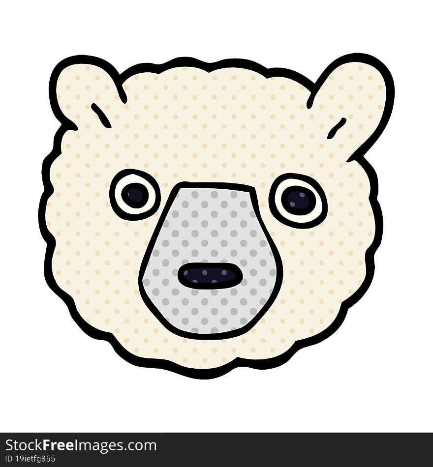 Cartoon Doodle Polar Bear Face