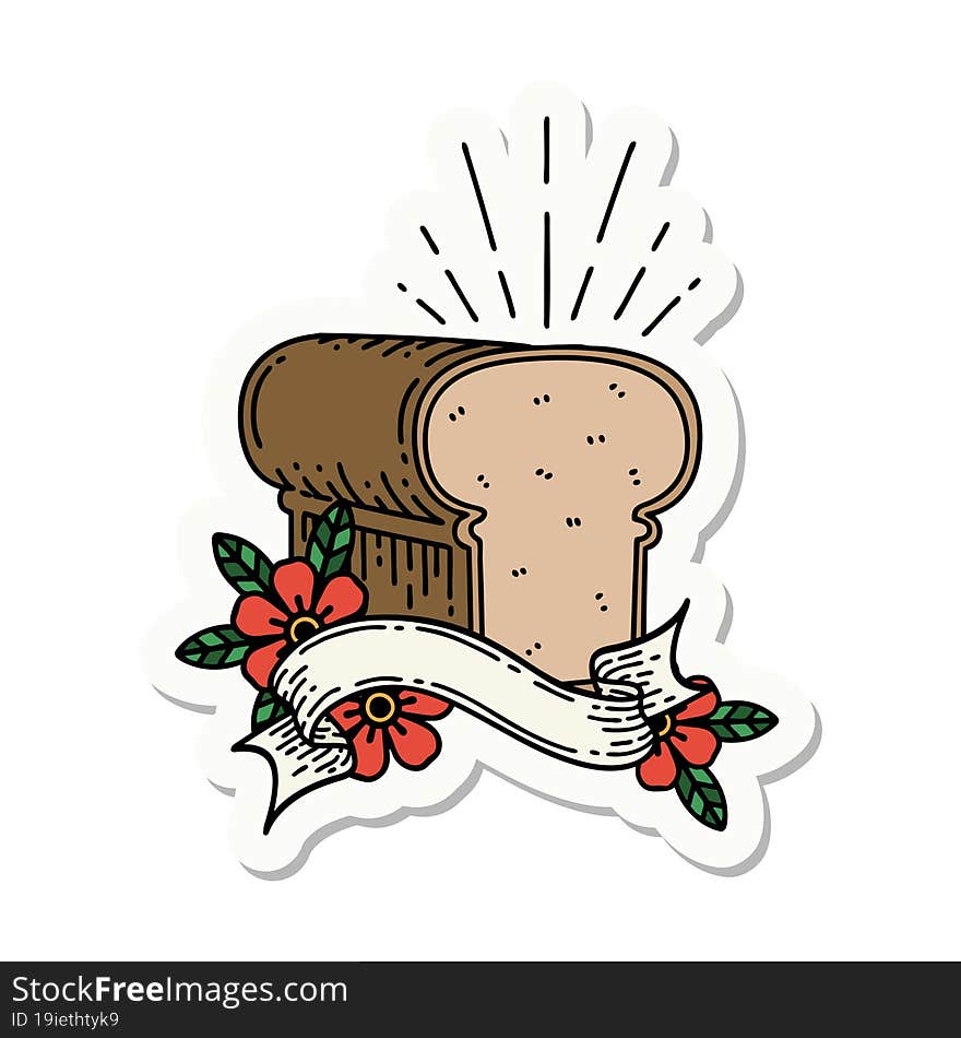 sticker of a tattoo style loaf of bread