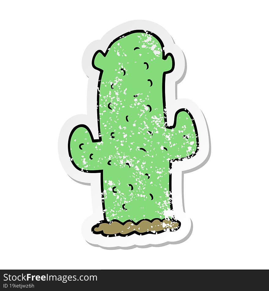 distressed sticker of a cartoon cactus