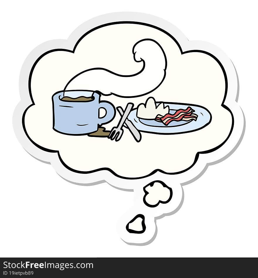 cartoon breakfast and thought bubble as a printed sticker