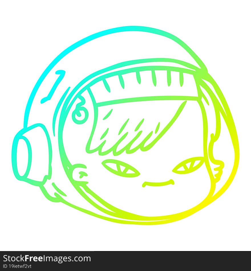 cold gradient line drawing cartoon astronaut face