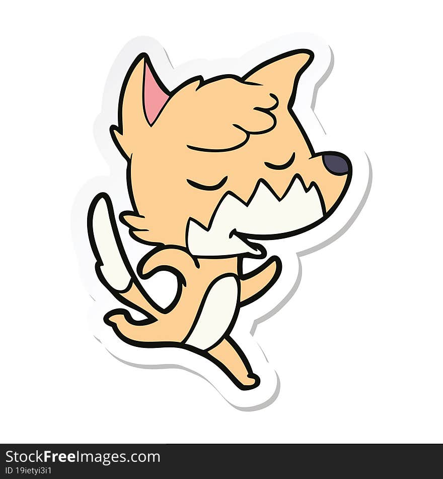 sticker of a friendly cartoon fox