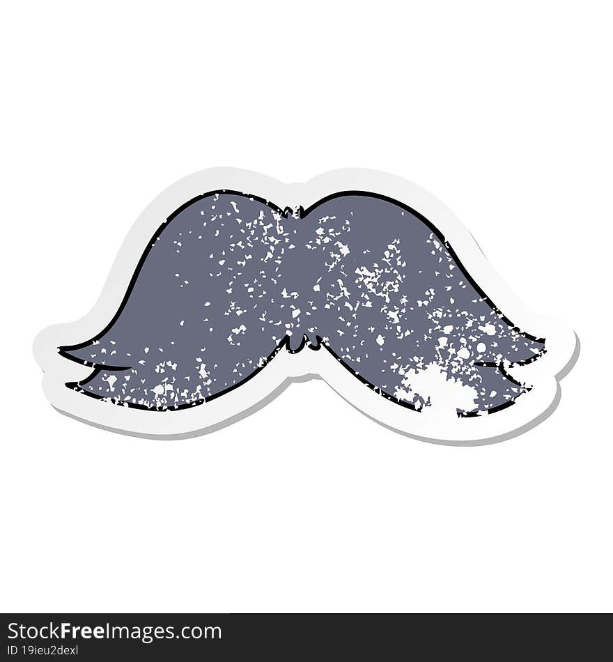 distressed sticker cartoon doodle of a mans moustache