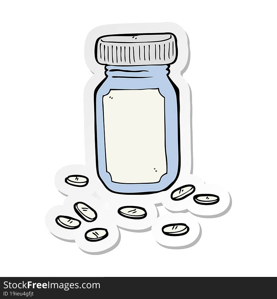 sticker of a cartoon jar of pills