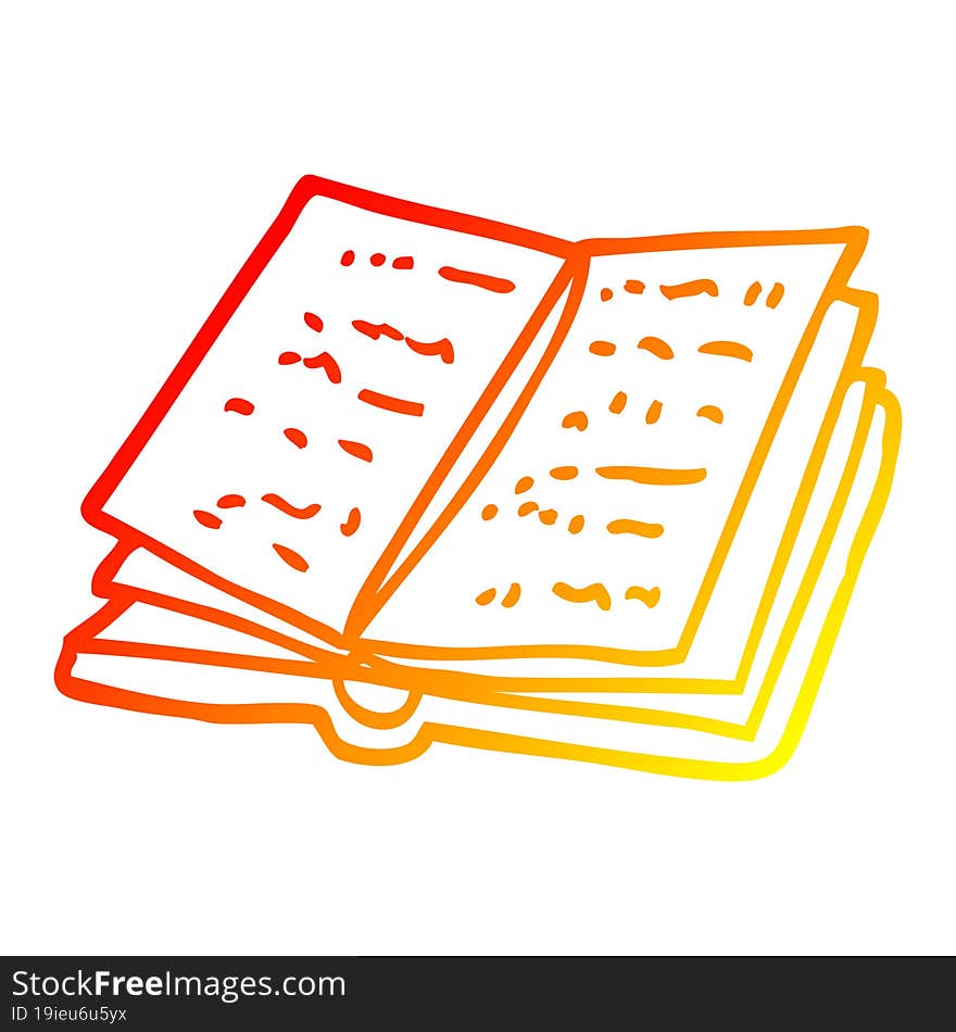 warm gradient line drawing of a cartoon open book