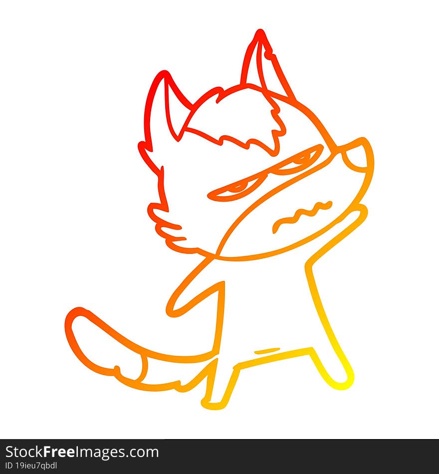 warm gradient line drawing cartoon annoyed wolf