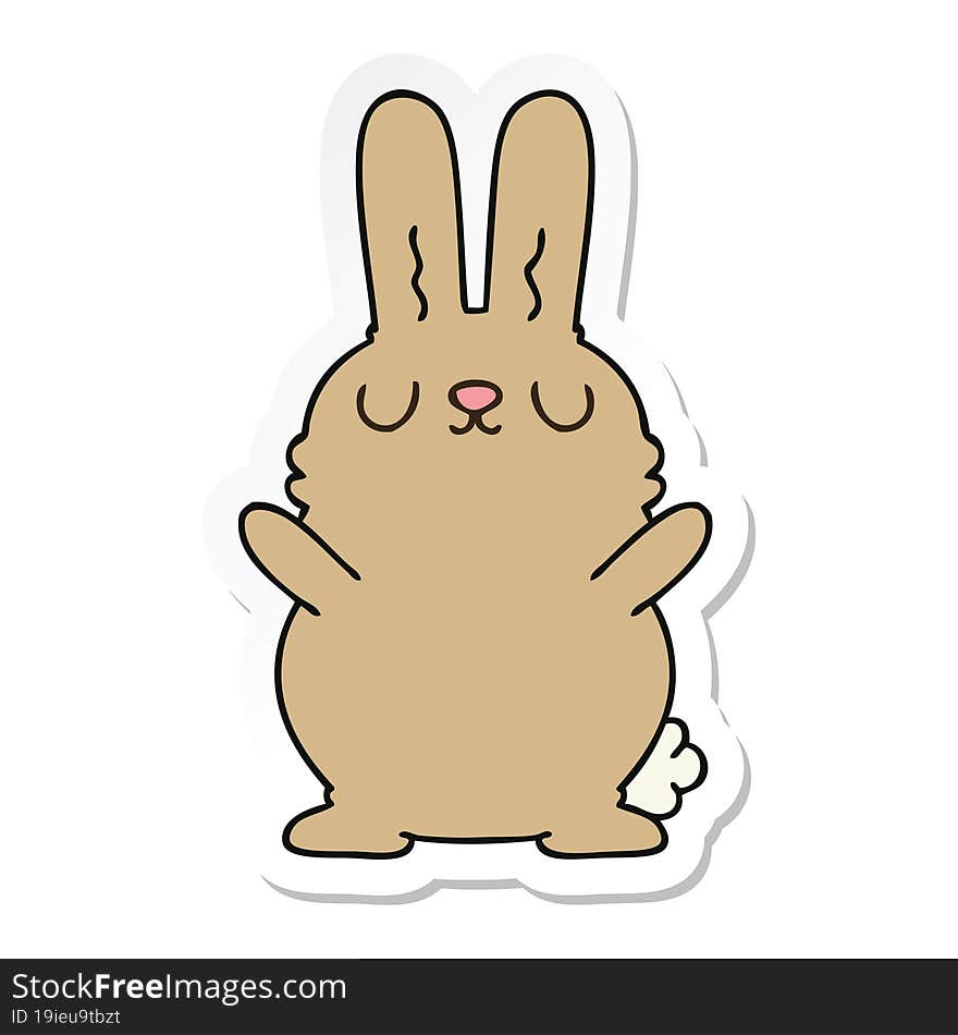 sticker of a quirky hand drawn cartoon rabbit