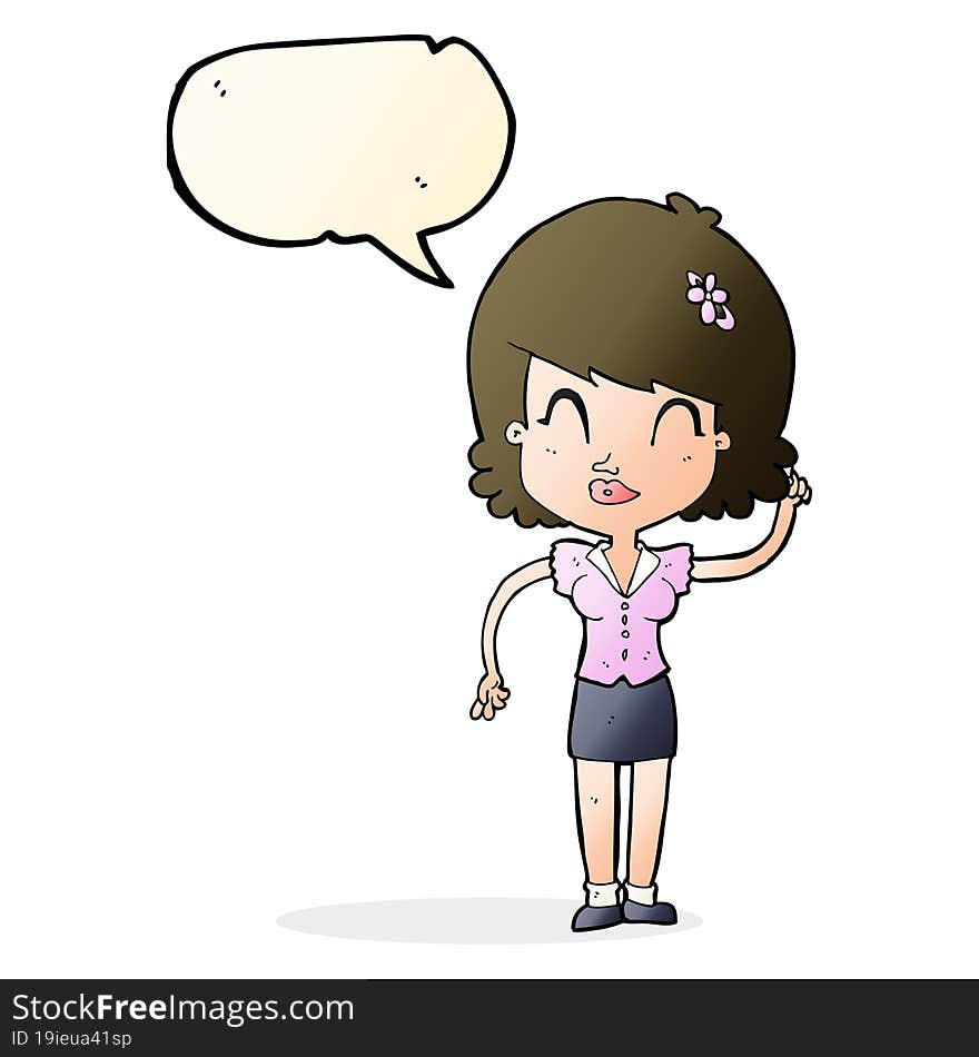 cartoon pretty woman with idea with speech bubble