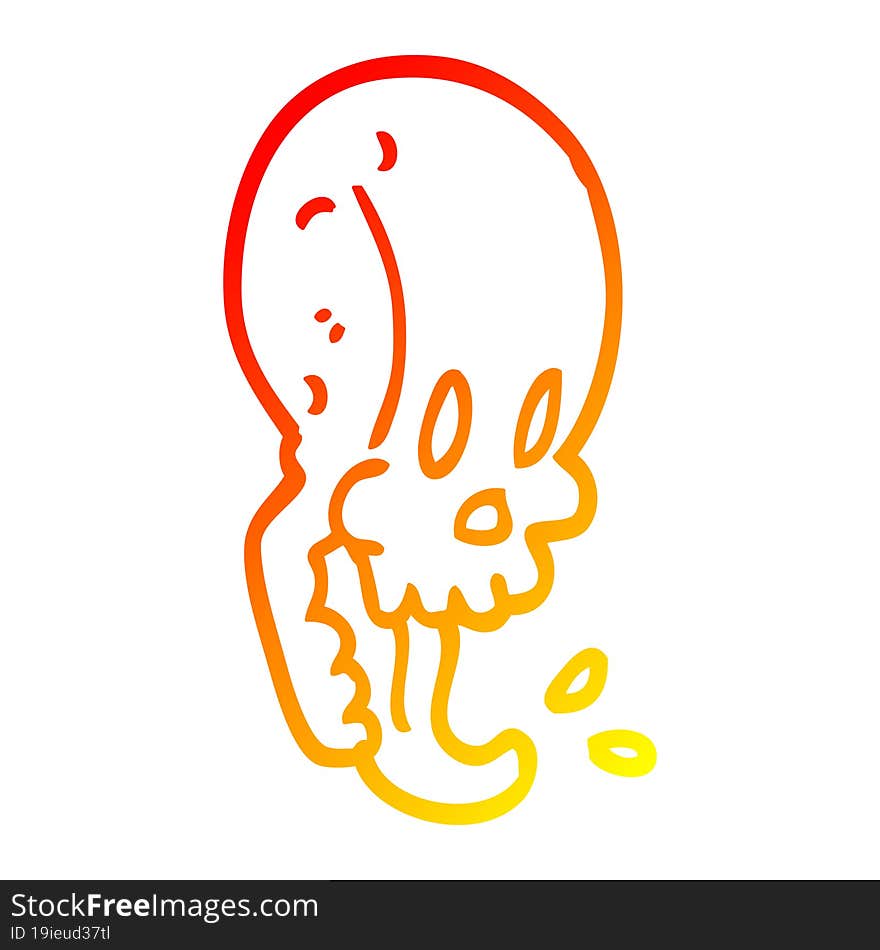 warm gradient line drawing cartoon crazy skull