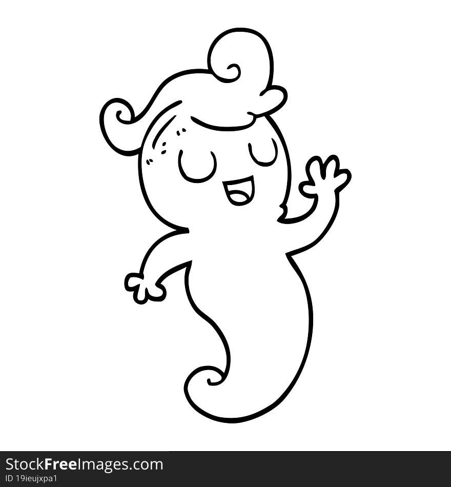 Line Drawing Cartoon Ghost