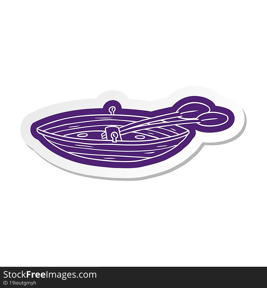 Cartoon Sticker Of A Wooden Boat