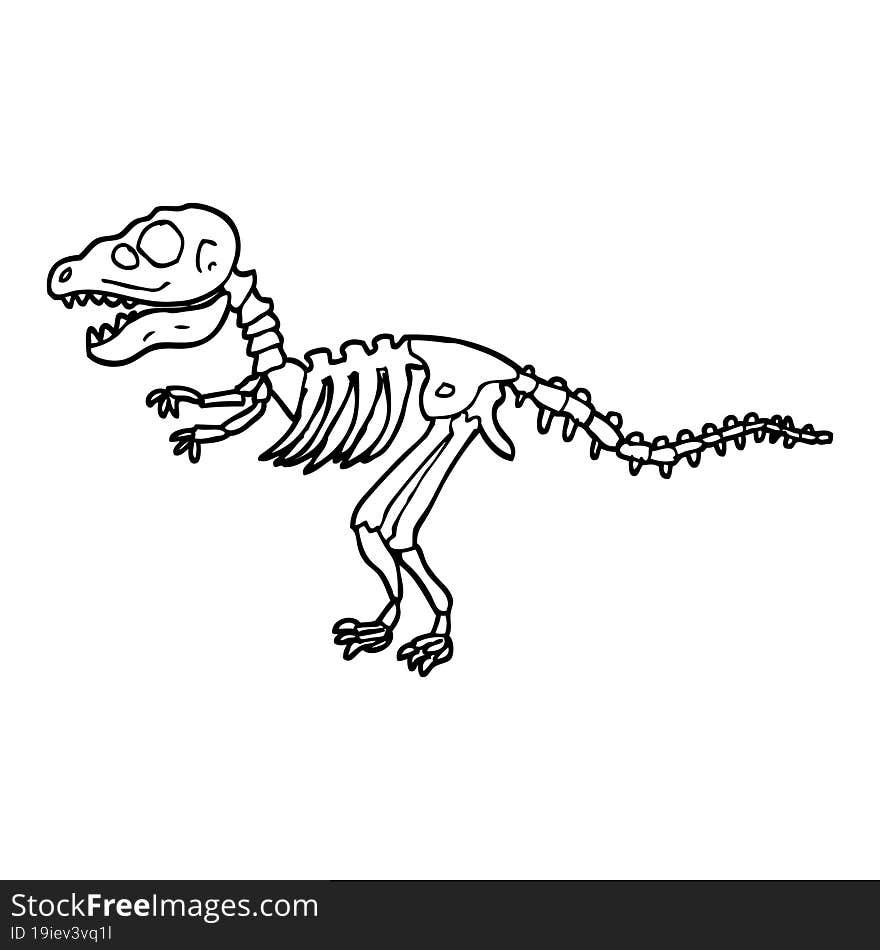 Black And White Cartoon Dinosaur Bones