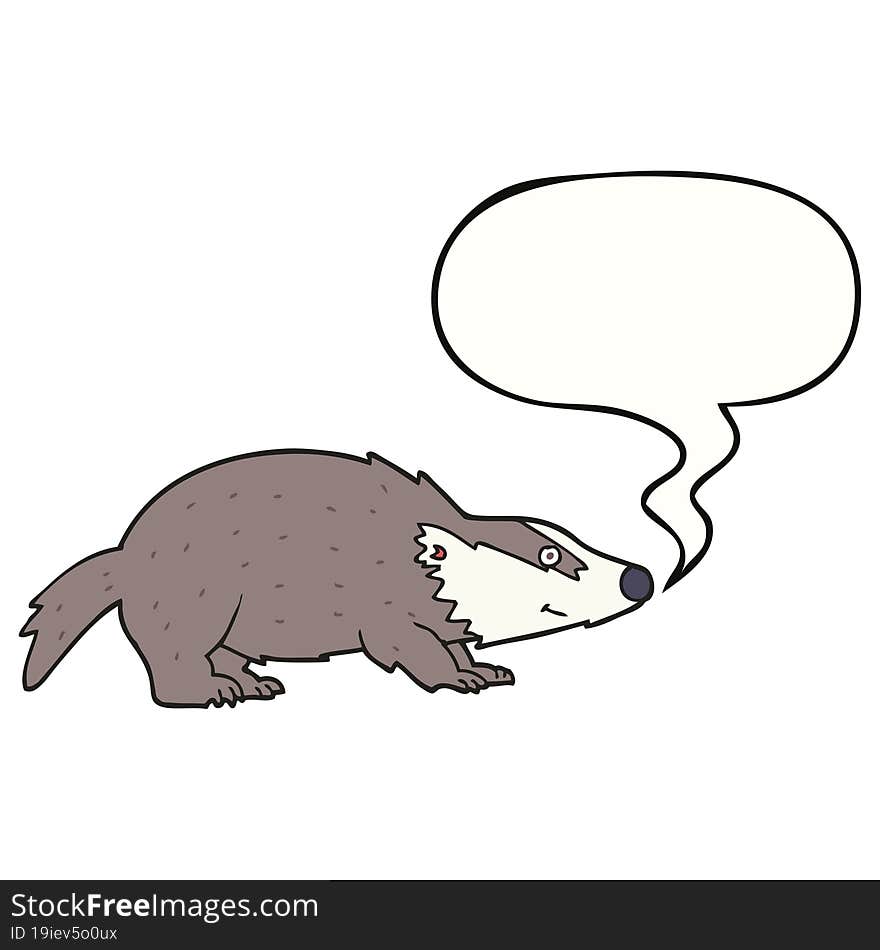 cartoon badger and speech bubble