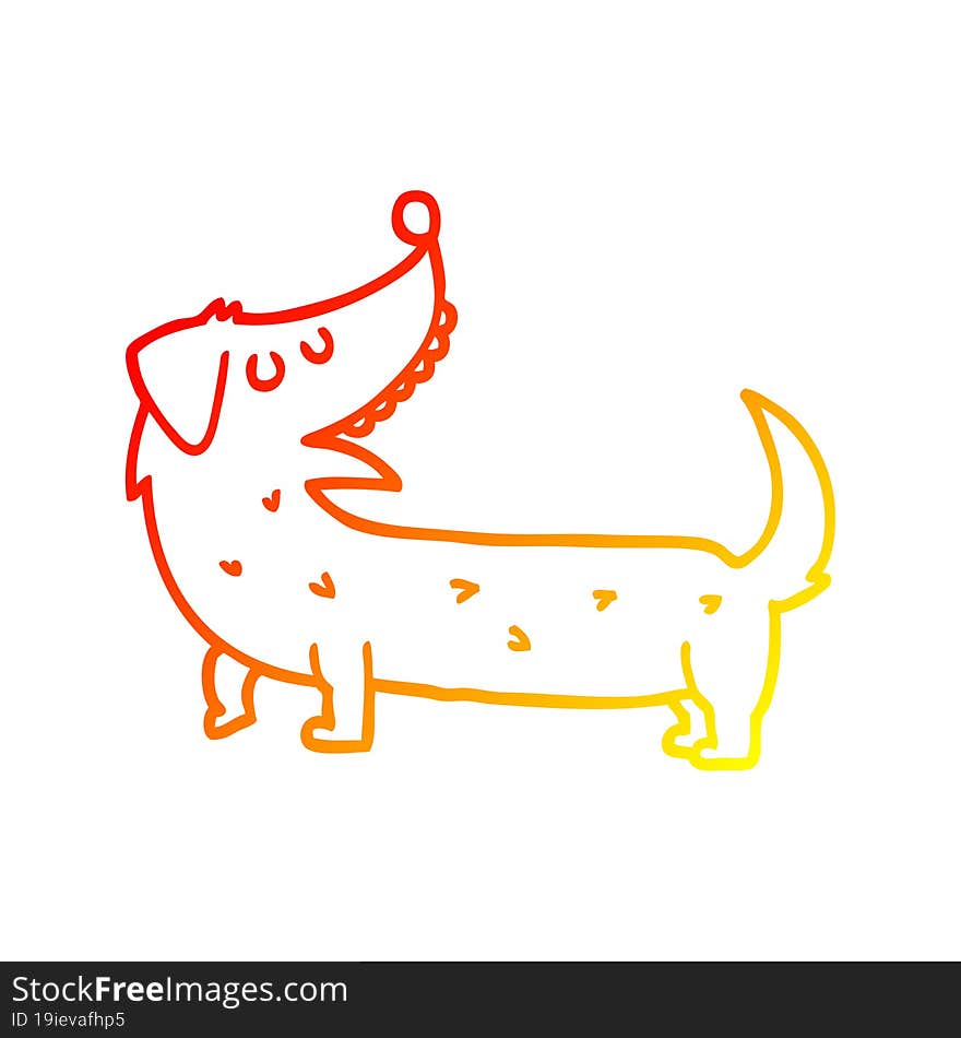 warm gradient line drawing cartoon dog