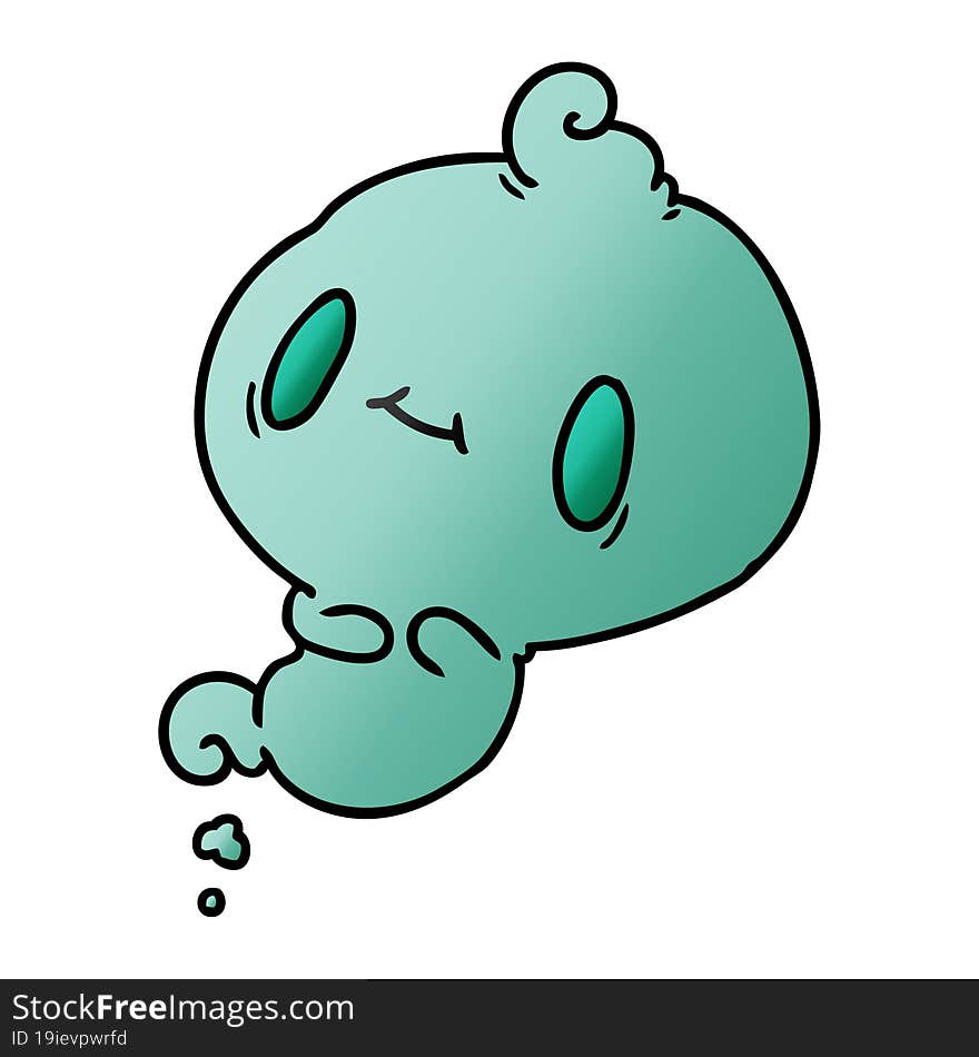 gradient cartoon of a kawaii cute ghost