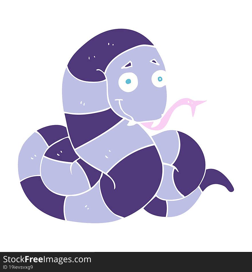 flat color illustration of a cartoon snake