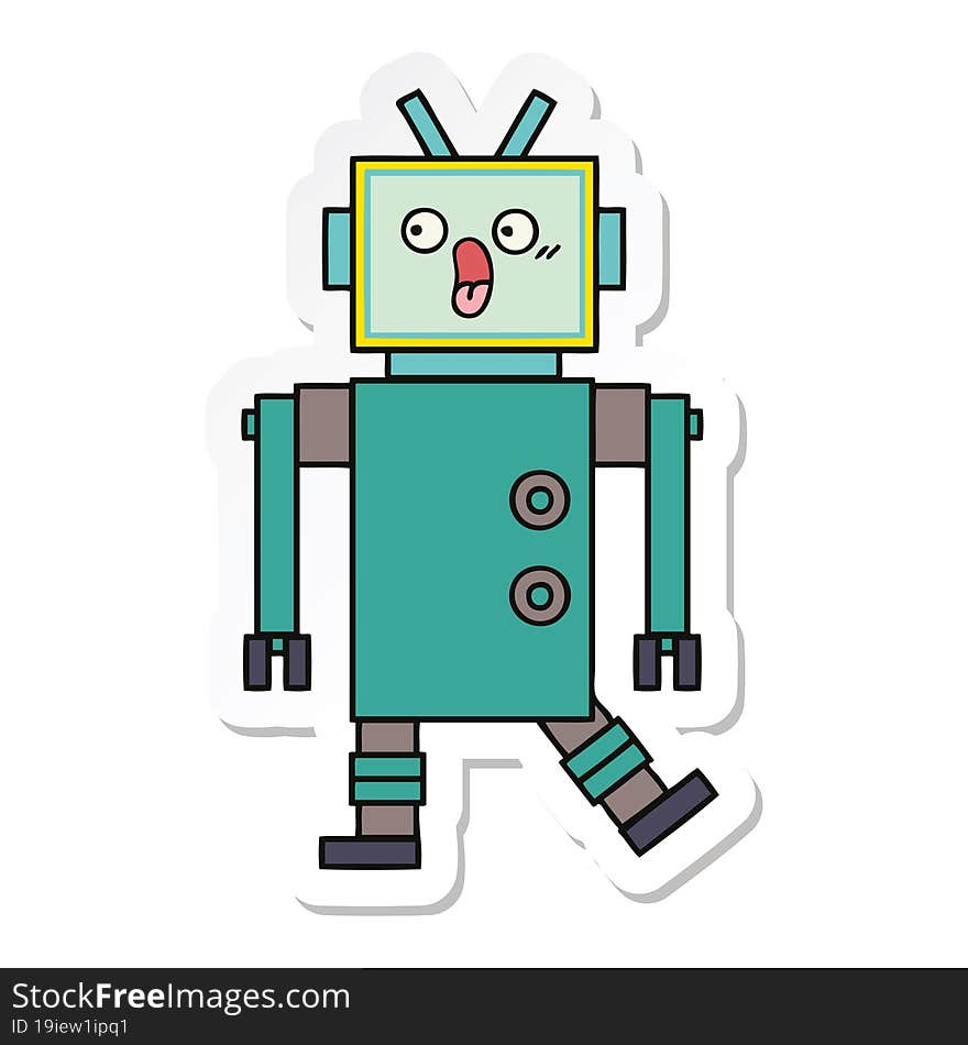 sticker of a cute cartoon robot