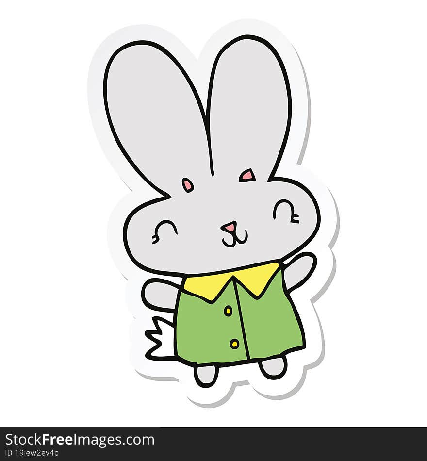 sticker of a cute cartoon tiny rabbit