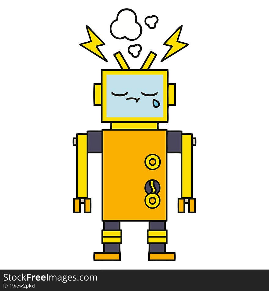 cute cartoon of a malfunctioning robot