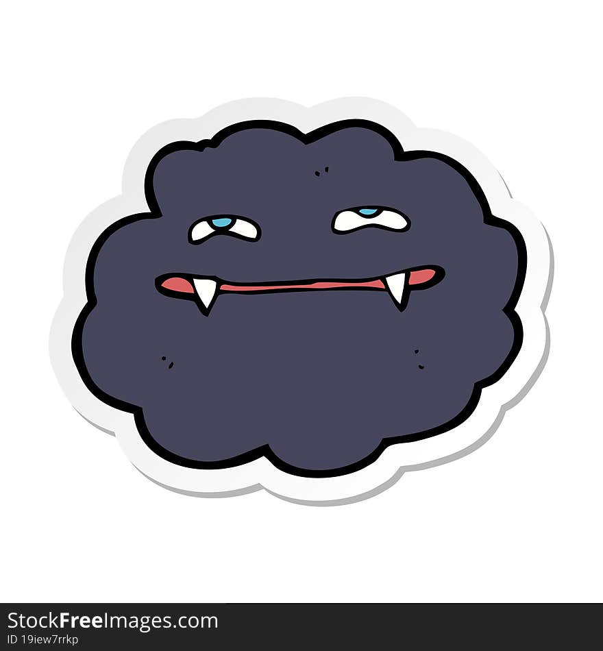 sticker of a cartoon vampire cloud