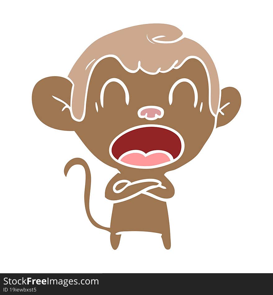 shouting flat color style cartoon monkey