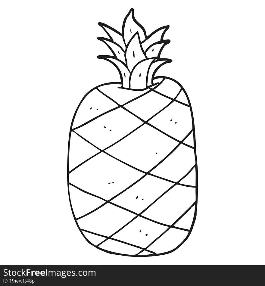 black and white cartoon pineapple