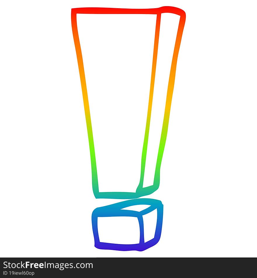 rainbow gradient line drawing cartoon exclamation mark