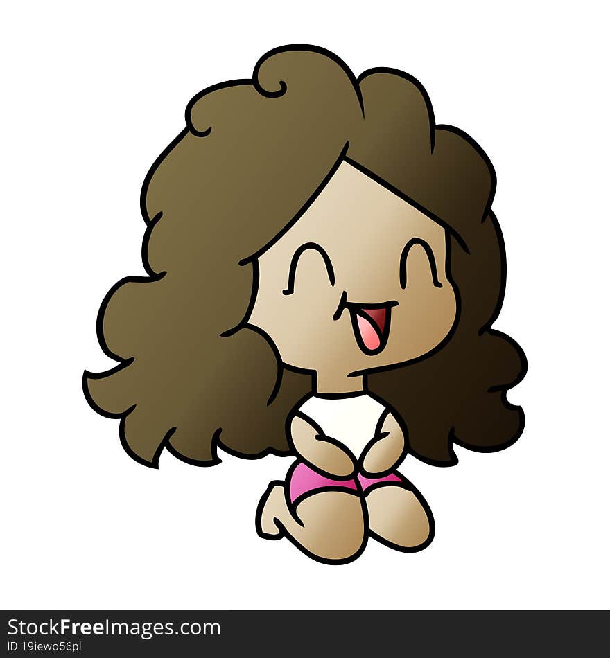 gradient cartoon cute kawaii happy girl