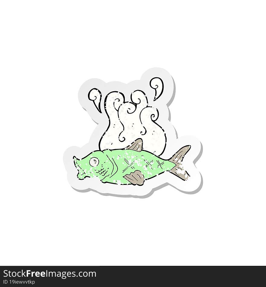 Retro Distressed Sticker Of A Cartoon Smelly Fish