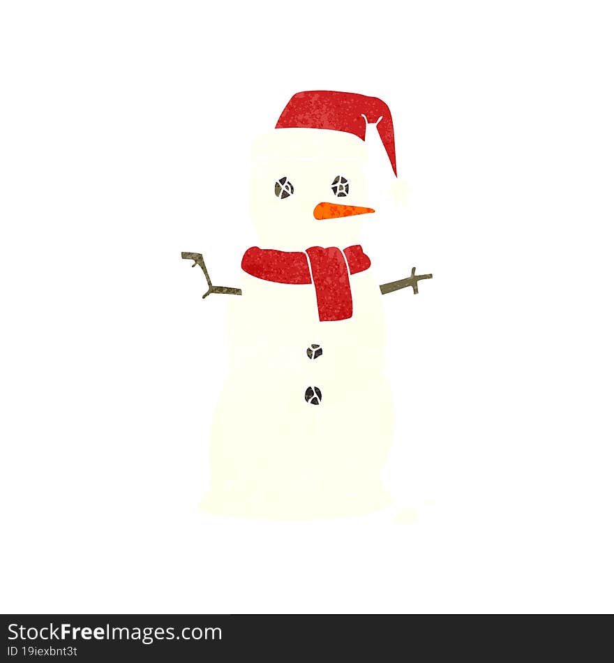 retro cartoon snowman