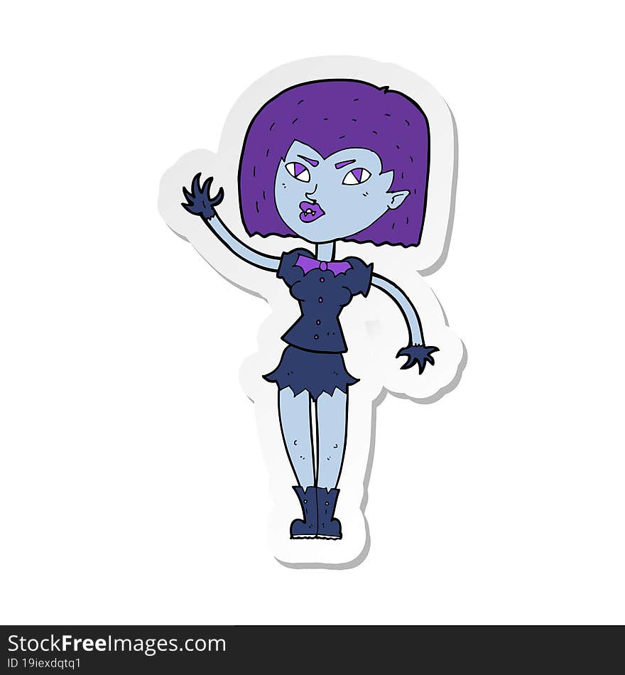 sticker of a cartoon pretty vampire girl