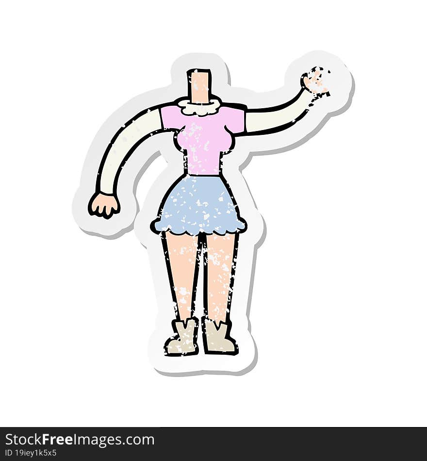 retro distressed sticker of a cartoon female body