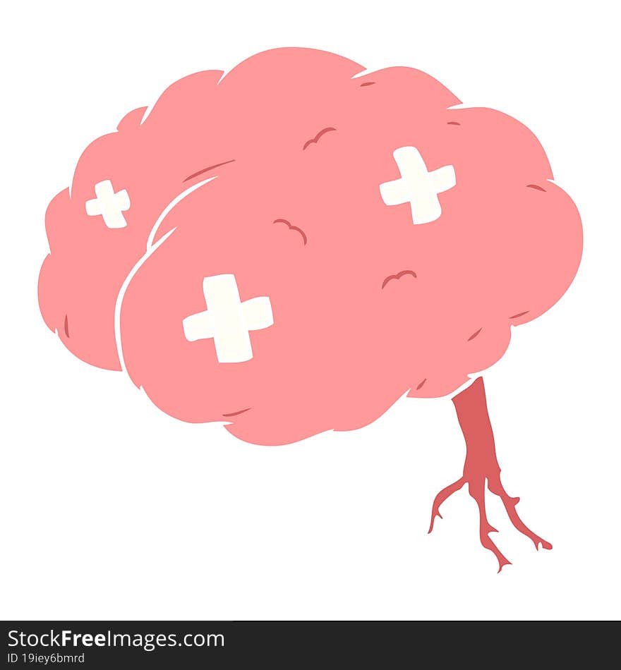 flat color style cartoon injured brain