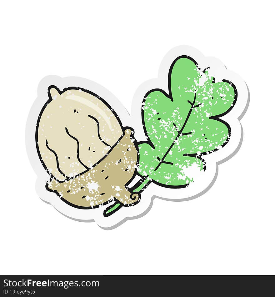 retro distressed sticker of a cartoon acorn