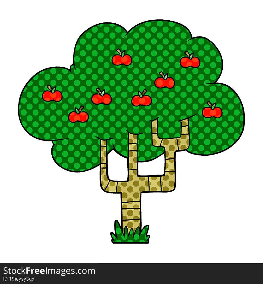 cartoon apple tree. cartoon apple tree