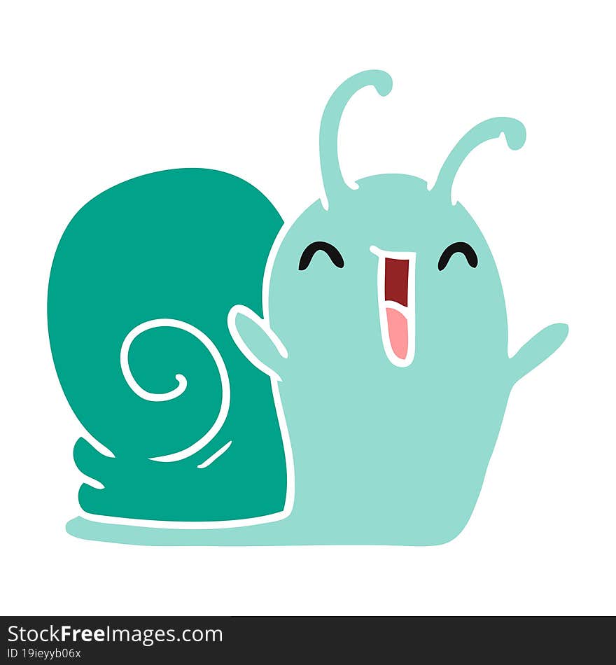 cartoon illustration kawaii happy cute snail. cartoon illustration kawaii happy cute snail