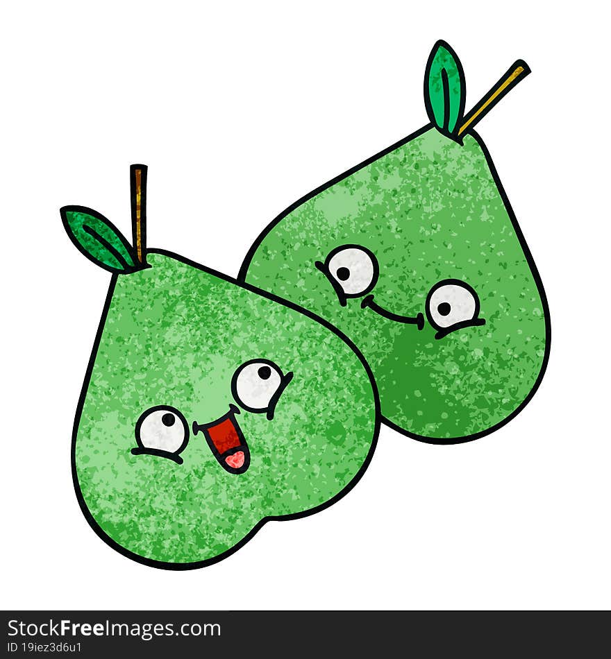 retro grunge texture cartoon green pear