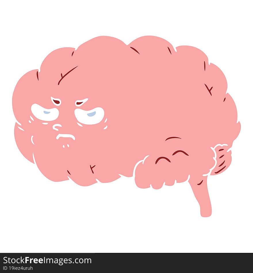 flat color style cartoon angry brain